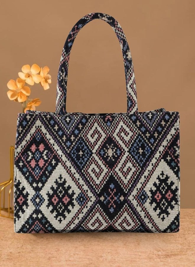 LIKE STYLE Womens Jute Shoulder Bag With Zipper Closure (Grey) - Image 3